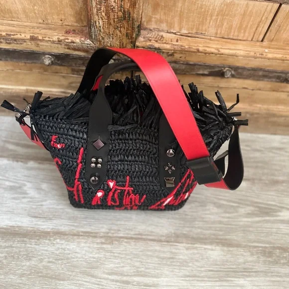 Christian Louboutin Hand Bag Black Raffia - Picture 10 of 13